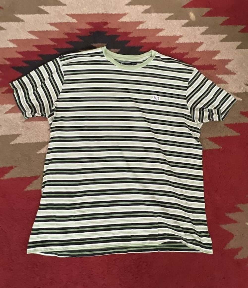 Lost Enterprises Striped T-Shirt Green Black White Size Large